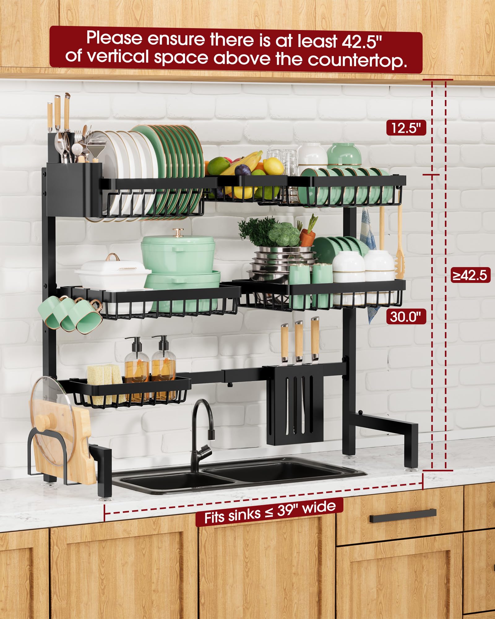 Sakugi drainage system directs water into the sink to keep counters dry.