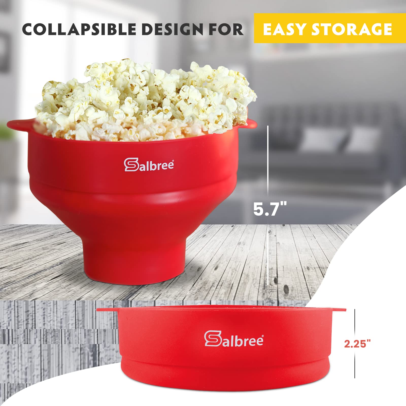 Salbree popcorn popper in a drawer or dorm drawer, ideal for compact spaces.