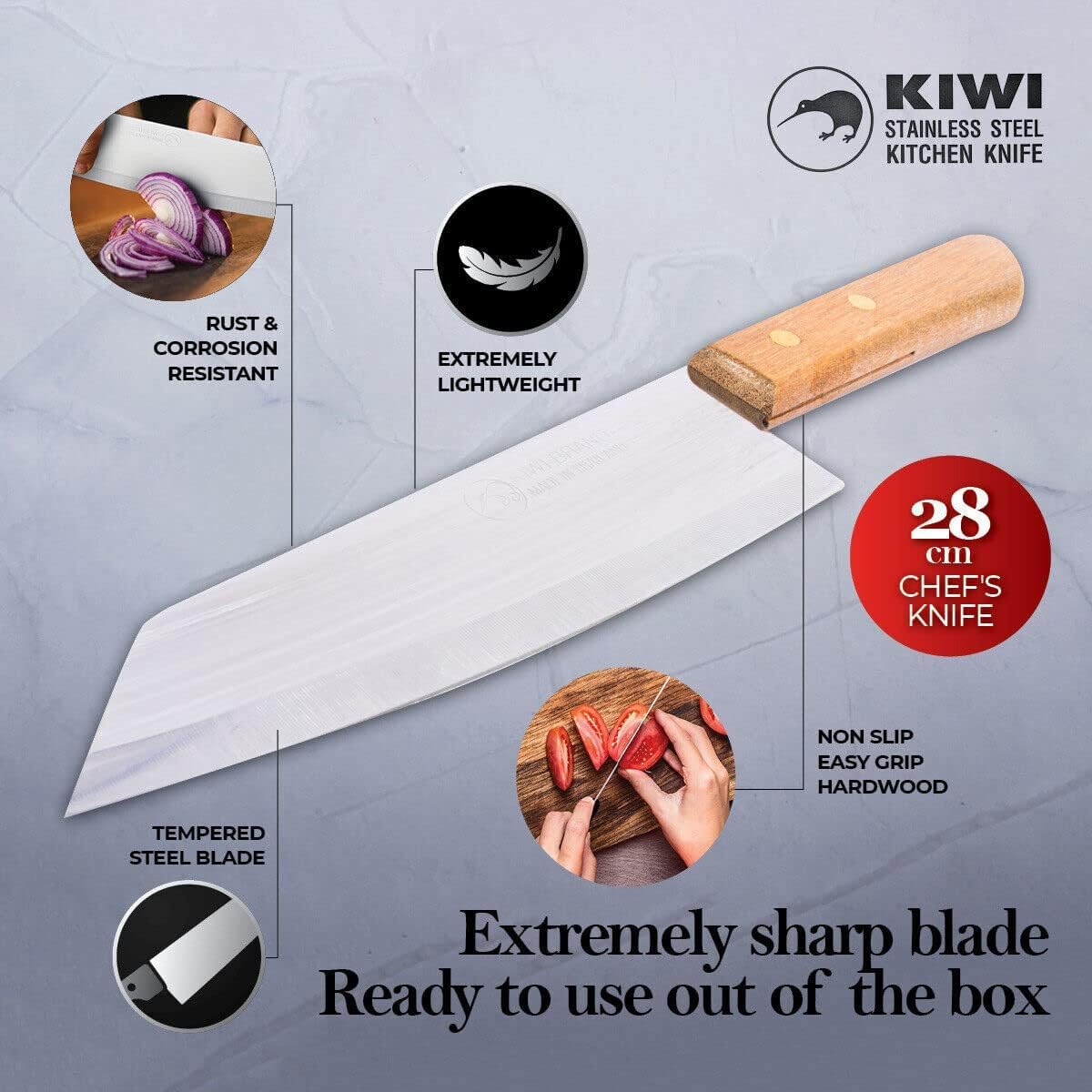 SALINRAAT Kiwi Deba‑Style 172 knife edge for delicate mincing
