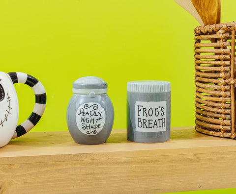 Sally jars pair with Halloween Town décor for festive tablescapes.