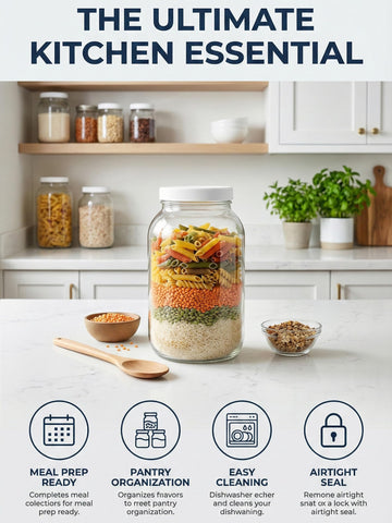 Sally's Organics fermenting kombucha jar with space for SCOBY growth.
