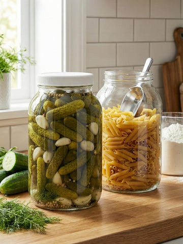 Sally's Organics pickling and canning jar ready for sauerkraut and carrots.