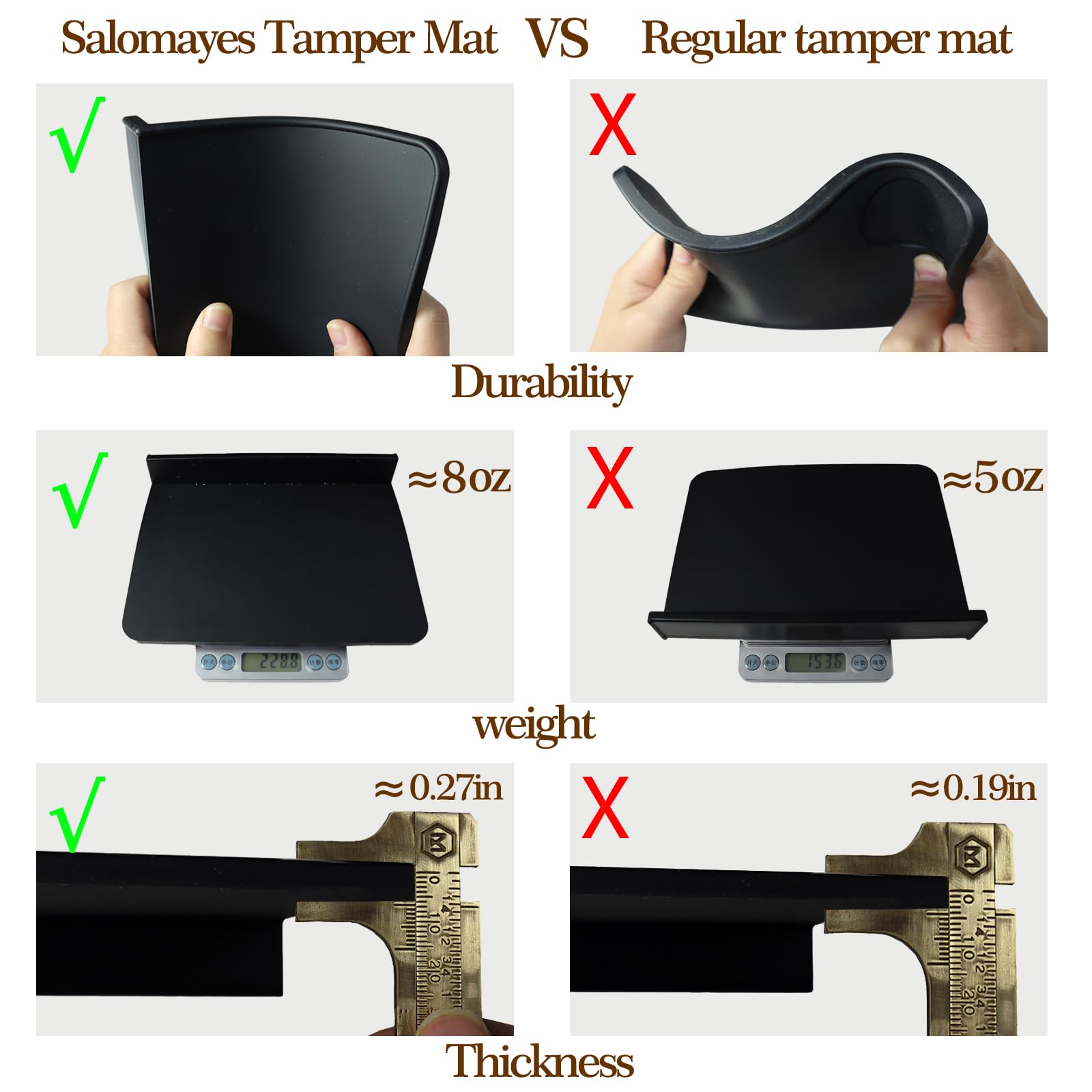 Salomayes Espresso Tamping Mat made of food-grade silicone, odorless and safe