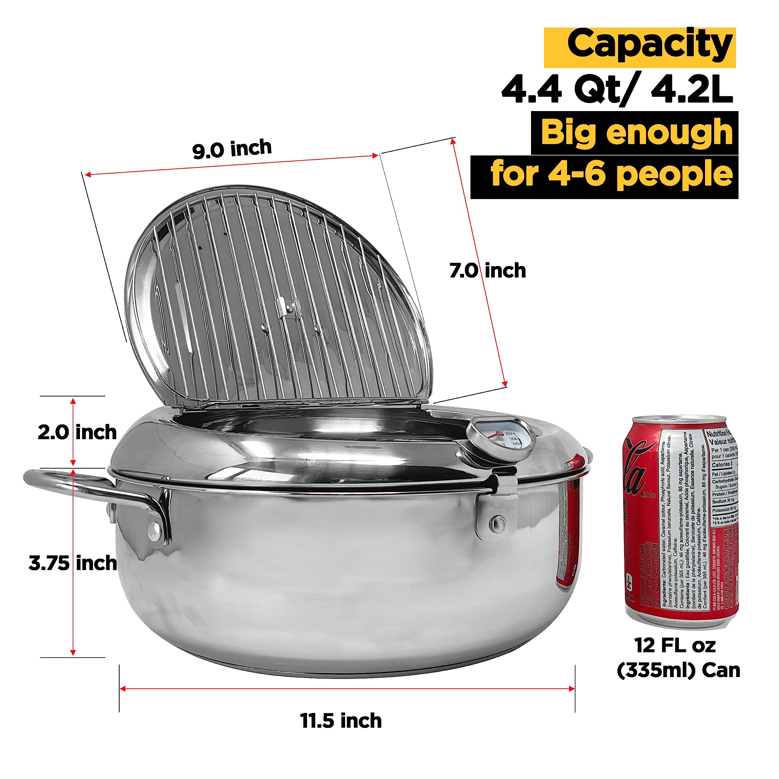 Saltlas Deep Fryer Pot 11 inch diameter accommodates multiple batches