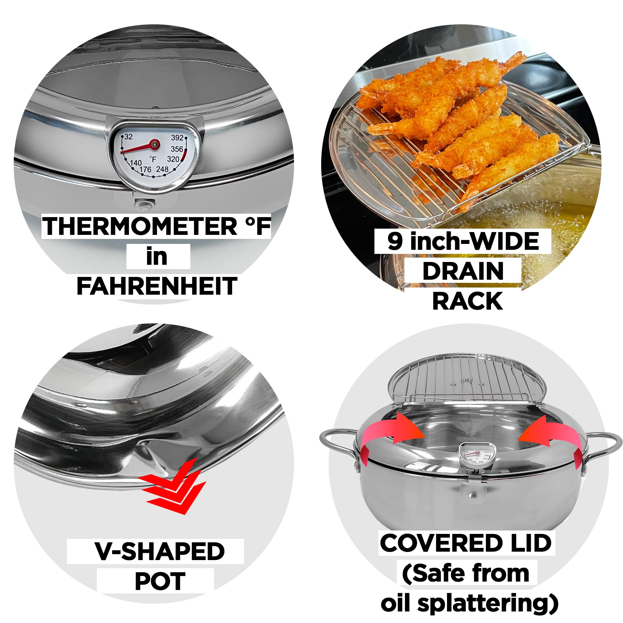 Saltlas Deep Fryer Pot oil drain rack enables easy draining and serving