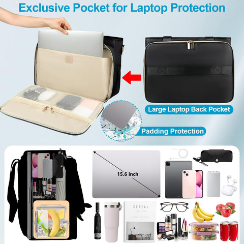 Sambois 2-in-1 design with dividers separates office items from lunch gear.