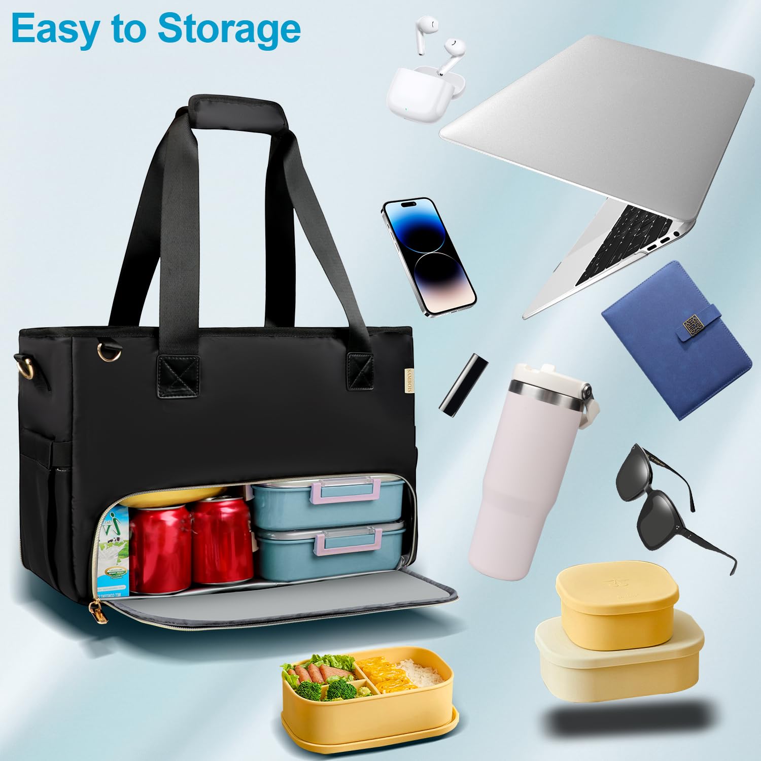 Sambois mesh pockets organize chargers and small gear for quick access.