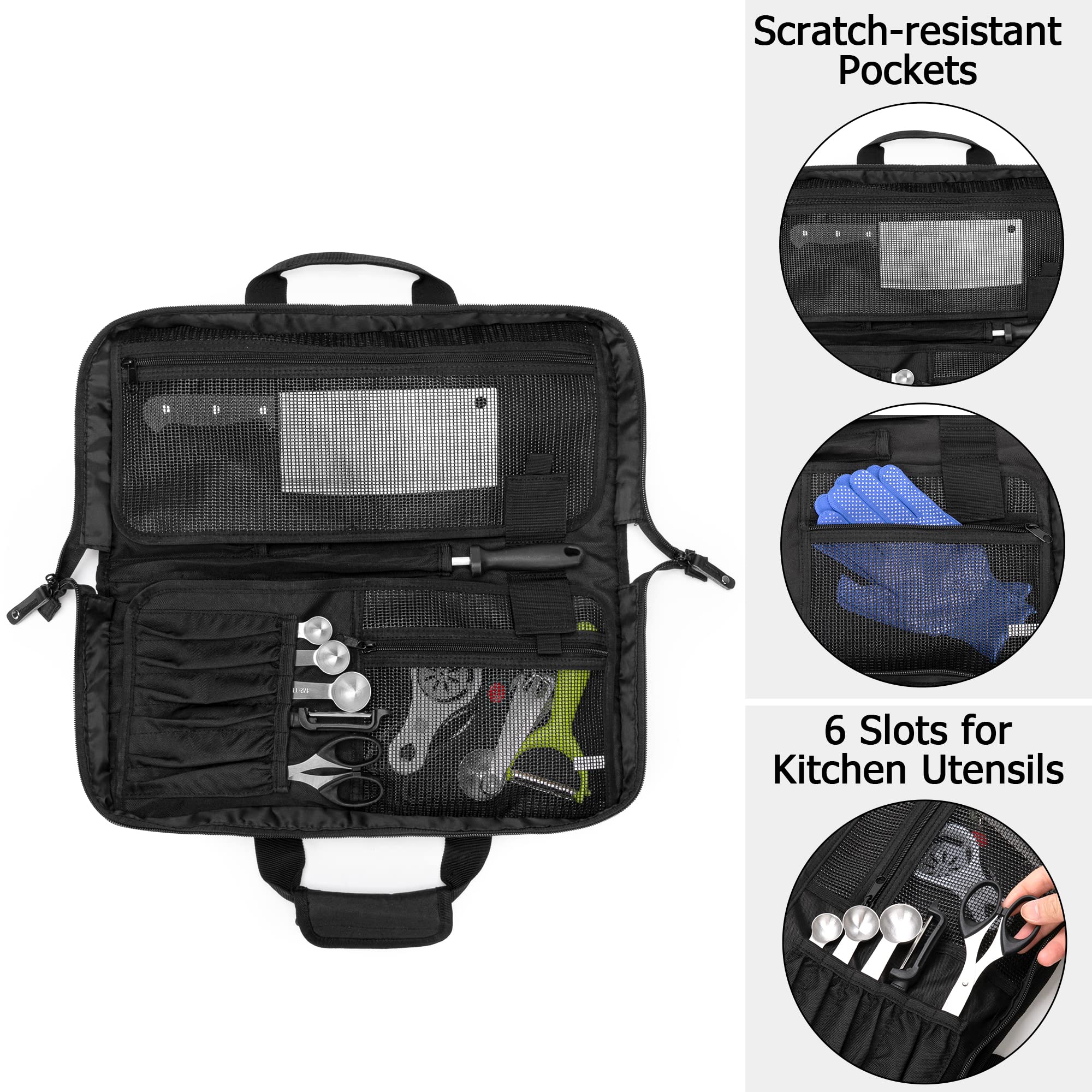 samdew knife bag left elastic slots organize blades on the left.