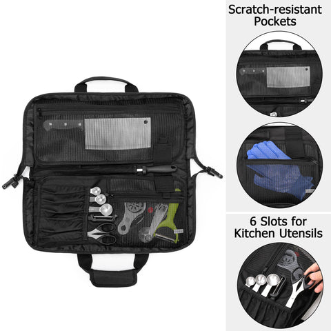 samdew knife bag left elastic slots organize blades on the left.