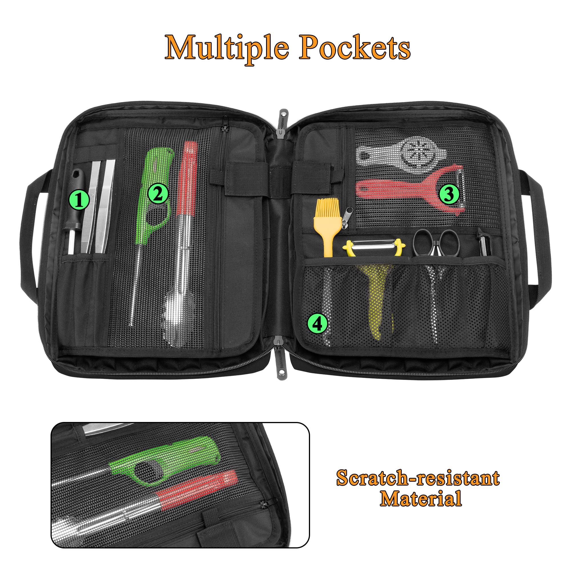 samdew knife roll with secure zipper for easy access and transport.