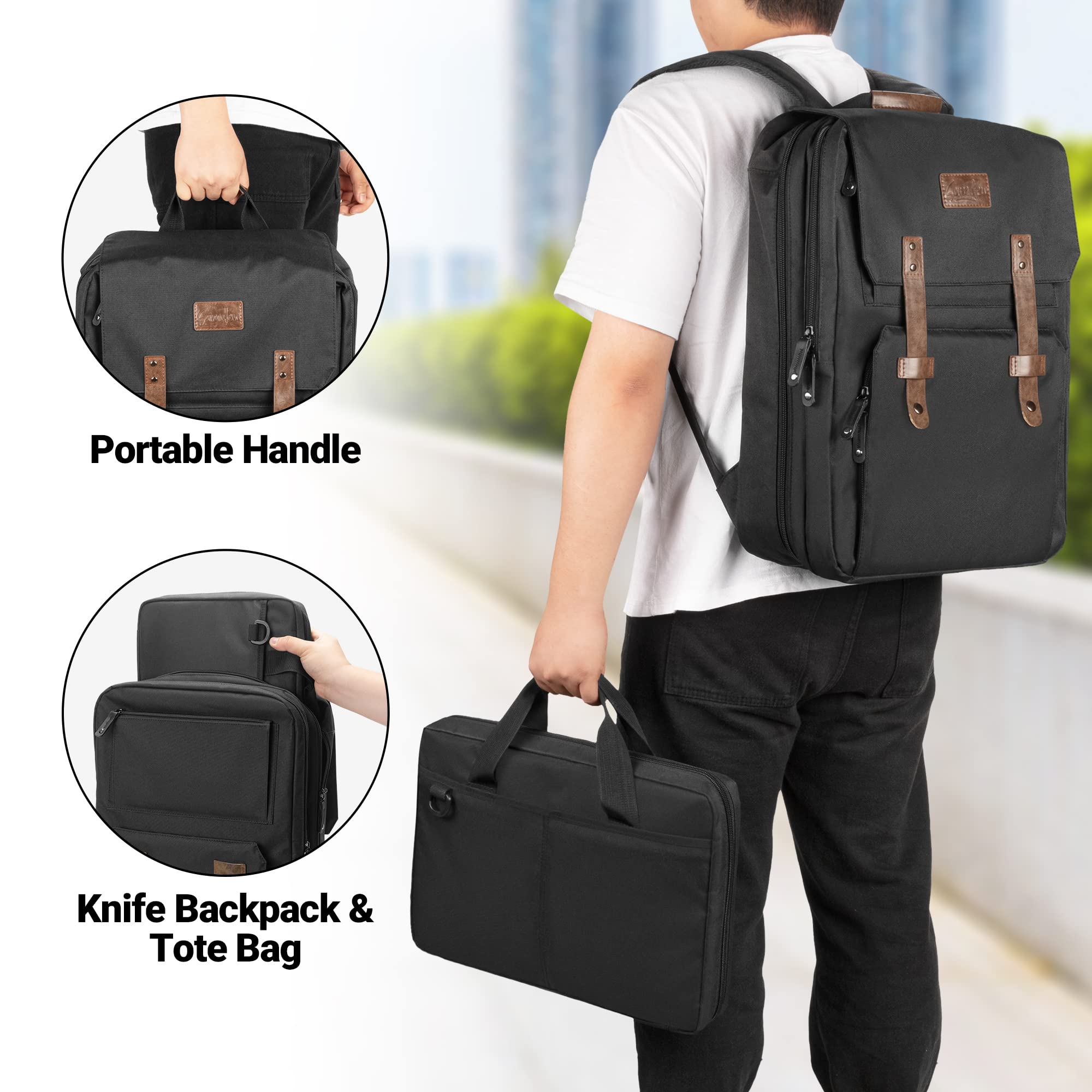 samdew Large Chef Backpack offers 23-slot tool kit organization