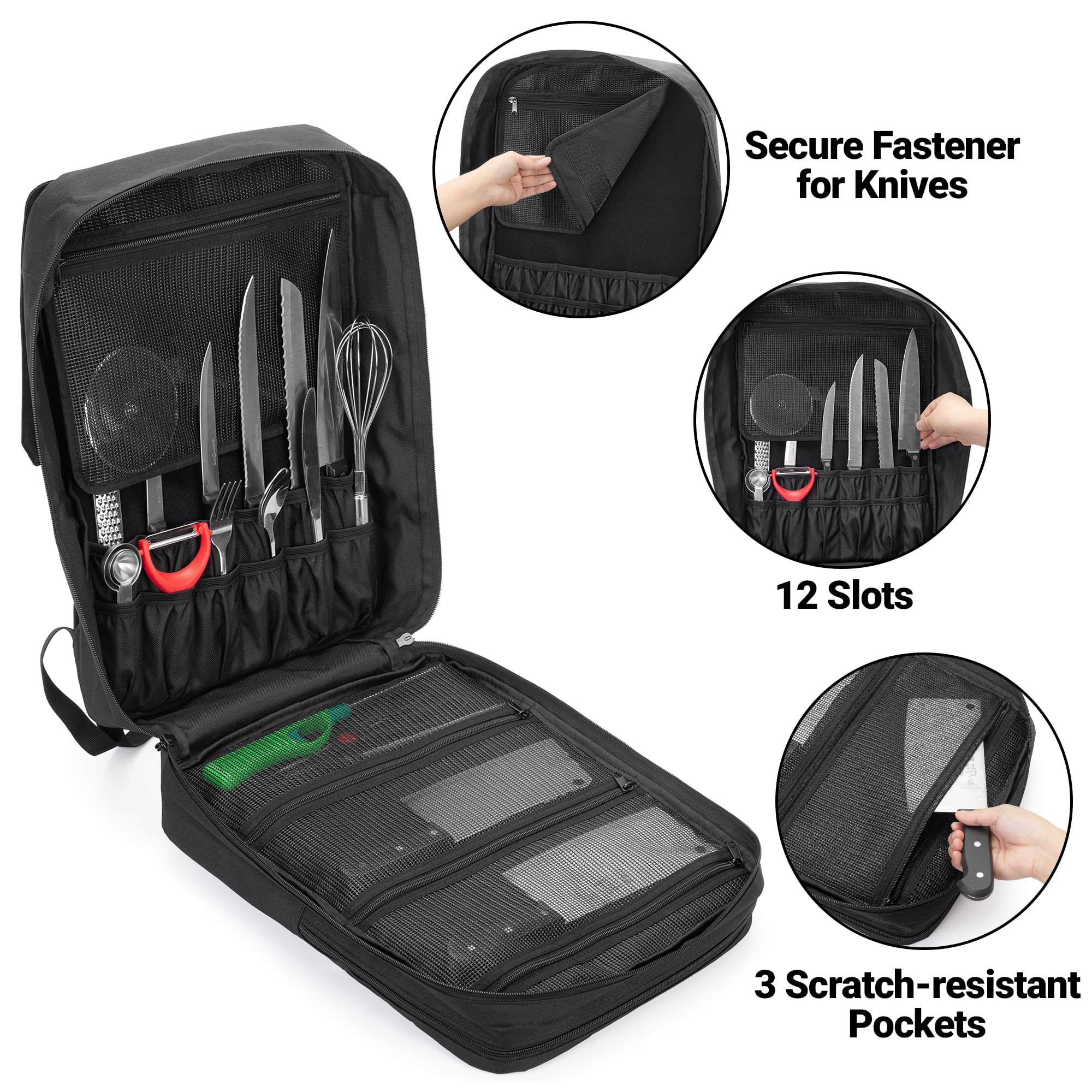 samdew Large Chef Backpack front pockets hold notebooks and phone securely