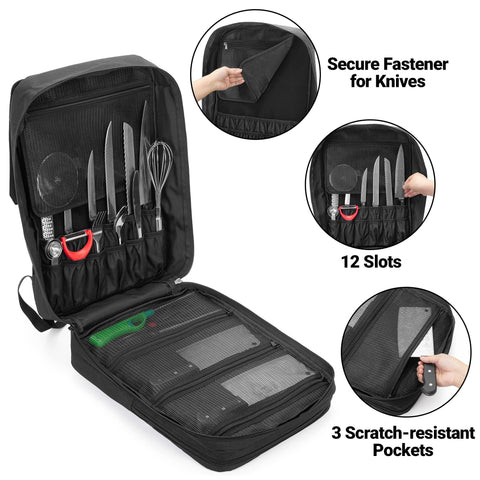 samdew Large Chef Backpack front pockets hold notebooks and phone securely