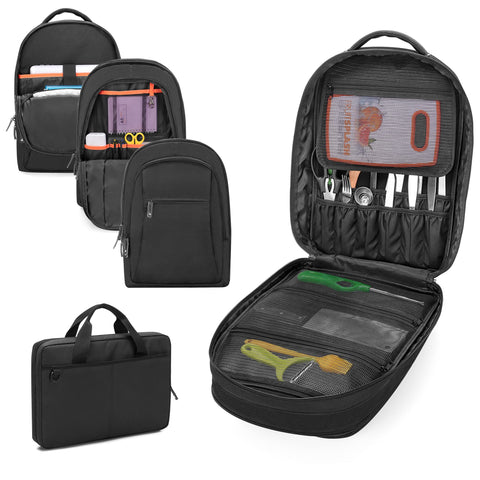 Samdew three-layer chef backpack front view for organized tool transport