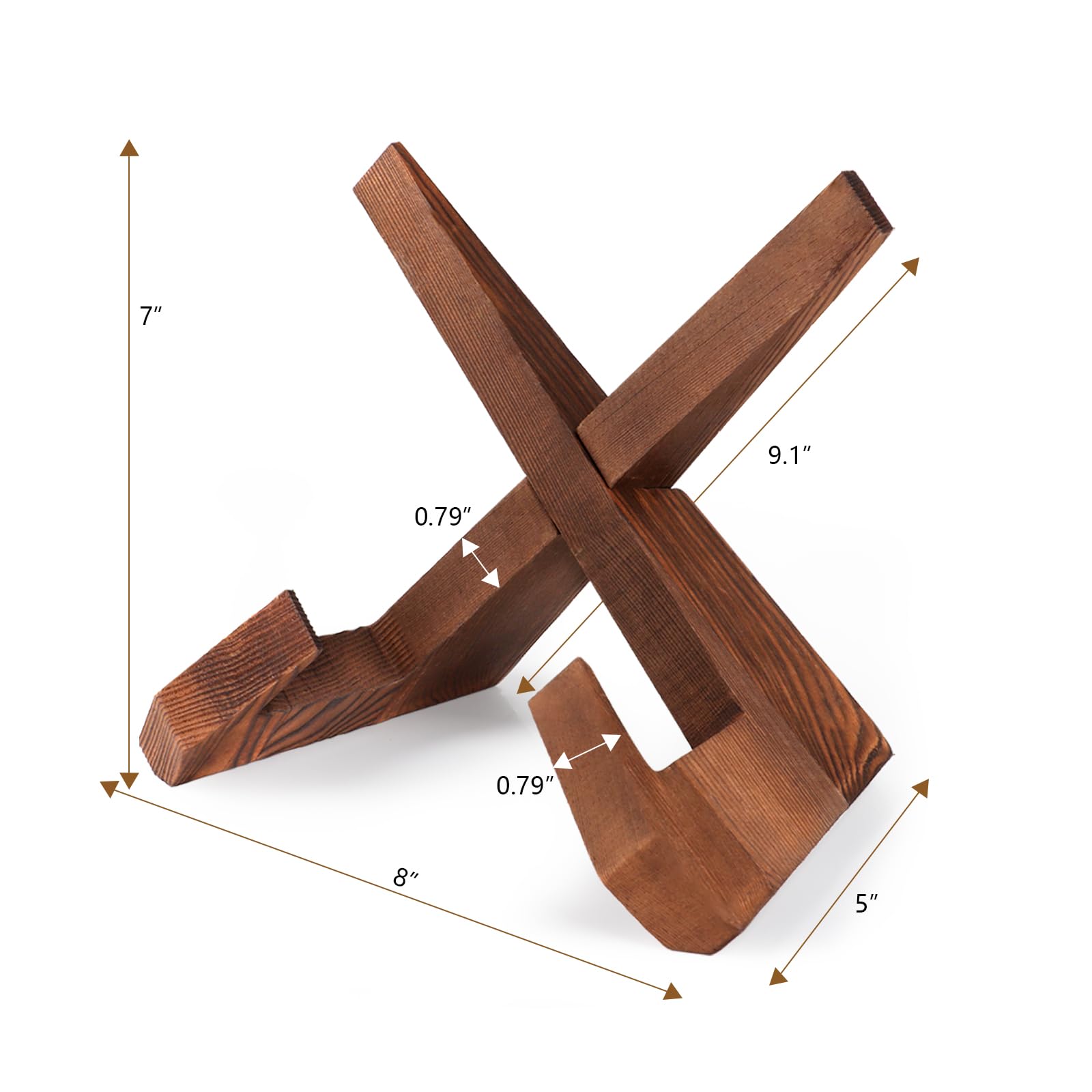 SamebuteCO wooden cookbook stand front view showing sturdy pine construction for recipes.