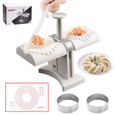 Sameme double head dumpling maker creating two neatly wrapped dumplings quickly