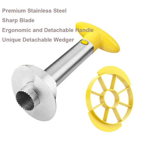 SameTech Easy Kitchen Tool core-slicer producing perfectly shaped pineapple rings.