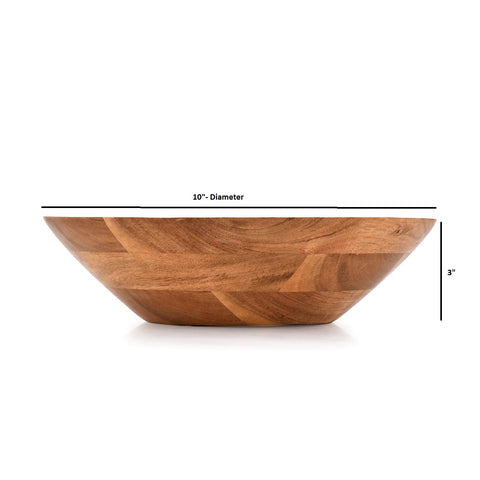 Samhita Acacia bowl care closeup recommends wipe clean to preserve surface
