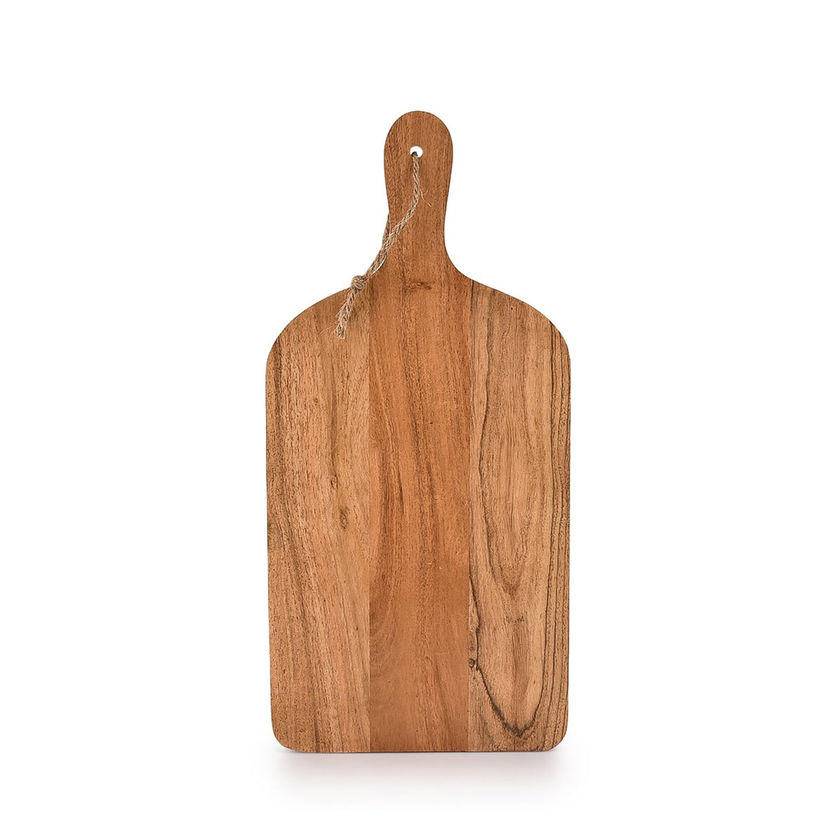Samhita Acacia paddle cutting board front view highlighting durable prep and display potential