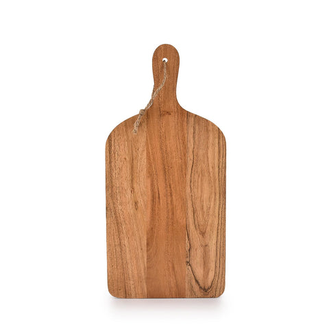 Samhita Acacia paddle cutting board front view highlighting durable prep and display potential