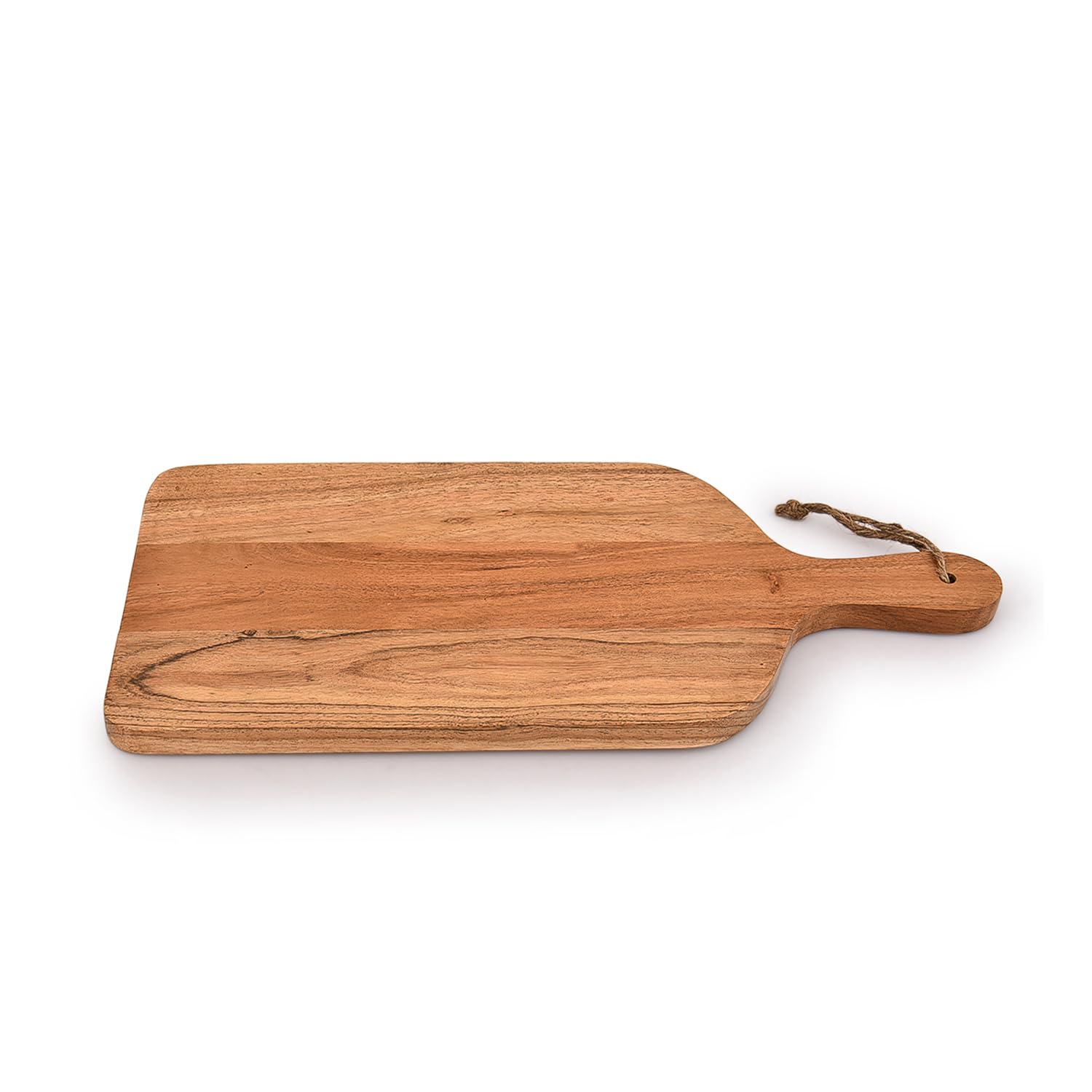 Samhita Acacia paddle serving plate with cheese and bread for a chic charcuterie setup