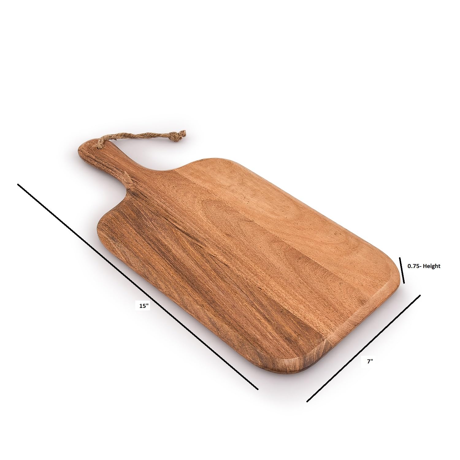 Samhita acacia serving board for bread and fruit display.