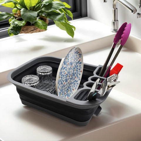 Sammart collapsible dish drainer folded flat saves kitchen space