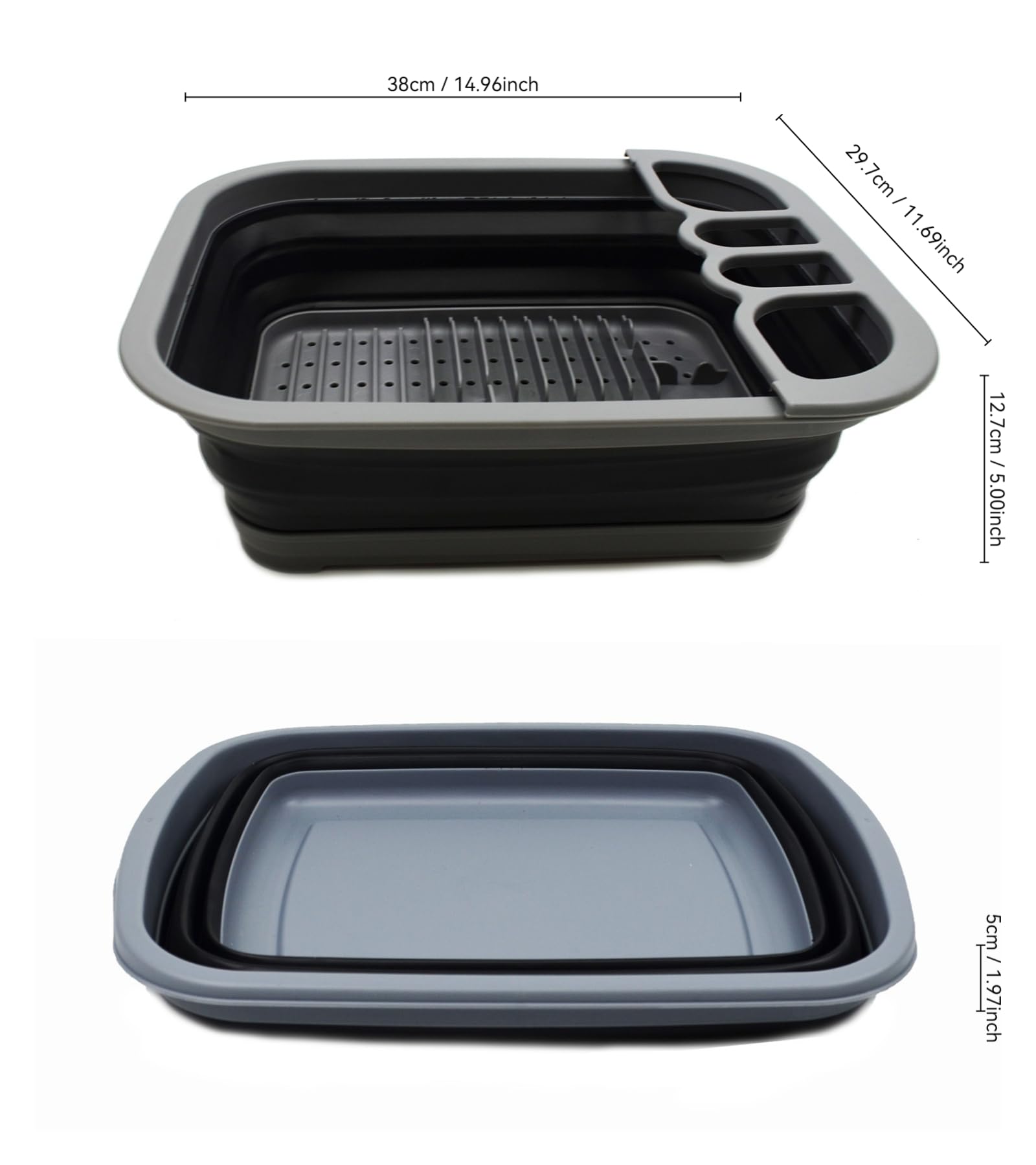 Sammart collapsible dish drainer utensil compartment keeps items upright