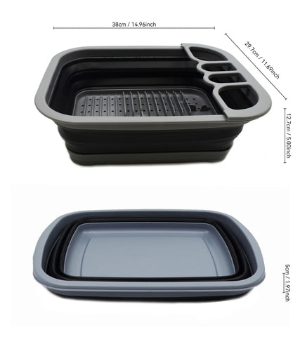 Sammart collapsible dish drainer utensil compartment keeps items upright