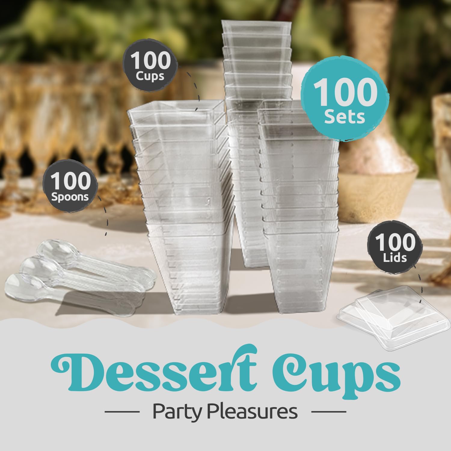 Sammray party setup using dessert cups for appetizers and desserts.