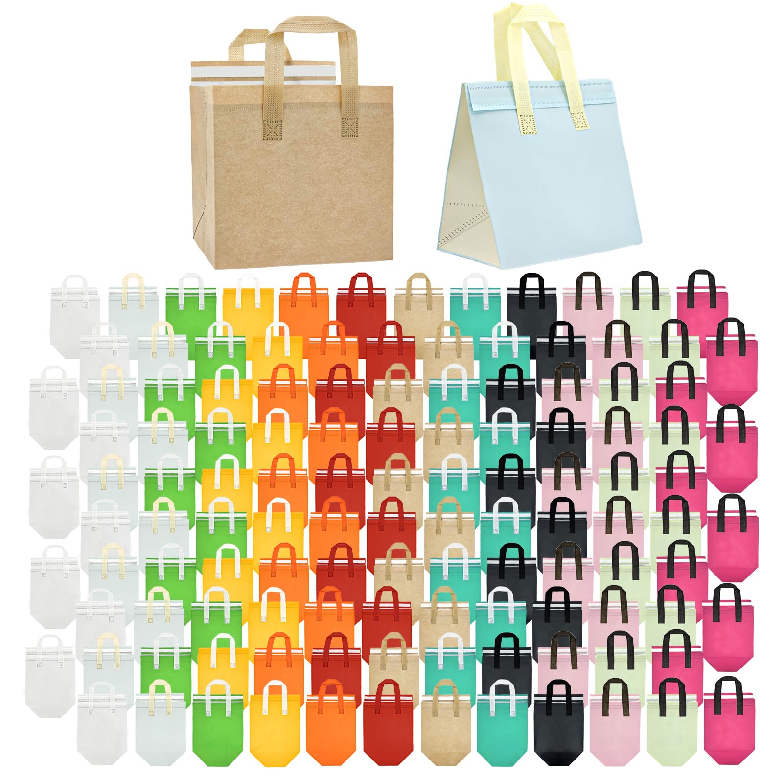 SAMORADREA 120-pcs insulated bags pack for bulk delivery use keeps meals hot or cold.