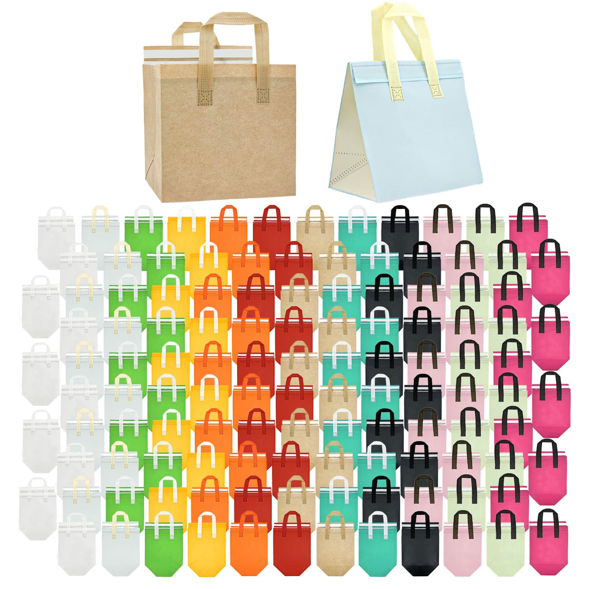 SAMORADREA 120-pcs insulated bags pack for bulk delivery use keeps meals hot or cold.
