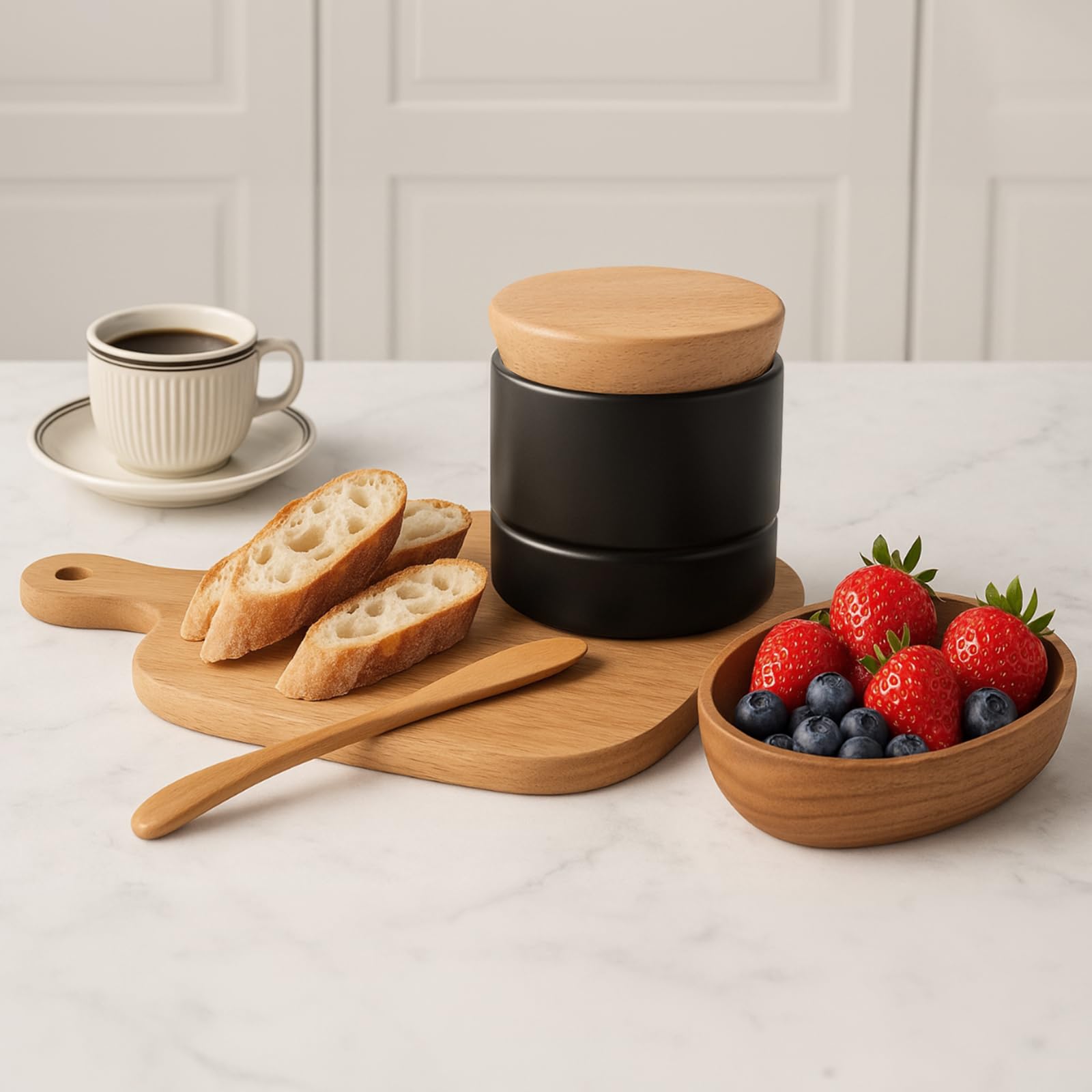 Butter fits standard sticks inside the Samseel dish for versatility.
