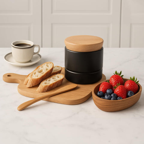 Butter fits standard sticks inside the Samseel dish for versatility.