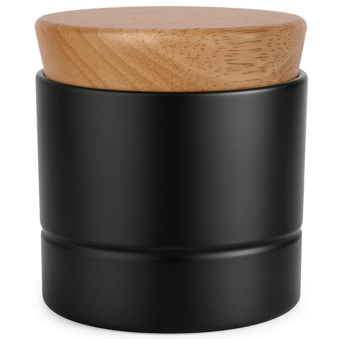 Samseel porcelain butter dish in matte black with water line for soft butter.