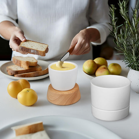 Easy-clean porcelain in Samseel crock resists stains after use.