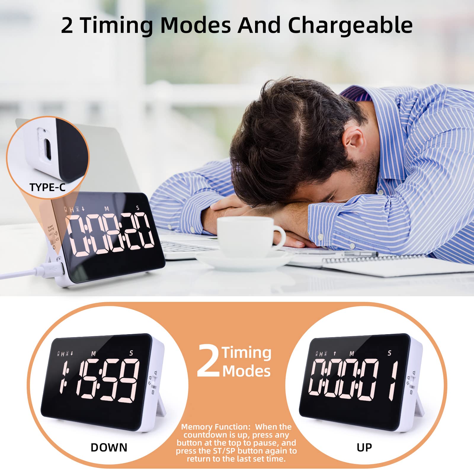 Samshow timer displaying countdown on bright, easy-to-read screen.