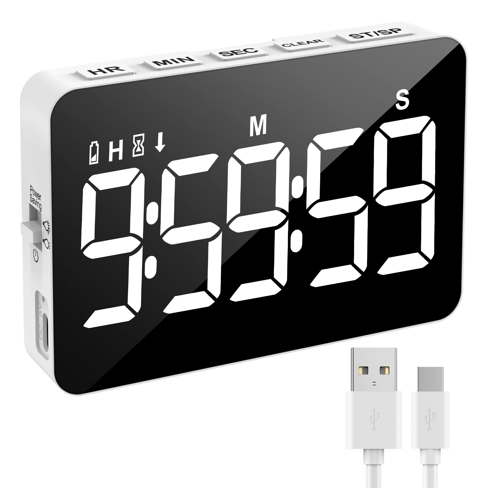 Samshow rechargeable digital timer with magnetic back for kitchen use.