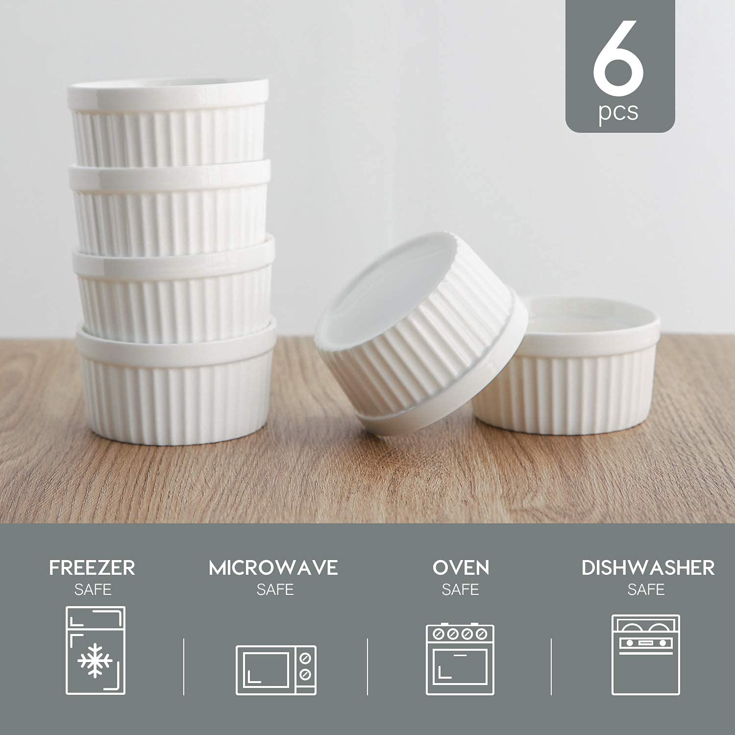 Samsle ramekins stacked neatly, space-saving storage in use.