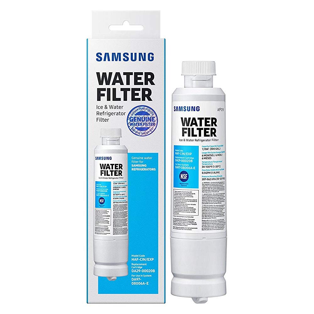 Samsung HAF-CIN-EXP filter inside view highlights convenient tool free replacement and sediment protection.