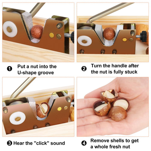 Sanchamy Nut Cracker with wooden base stores nuts and shells.