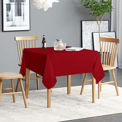 Sancua red tablecloth rolled view showing vibrant color and clean edges