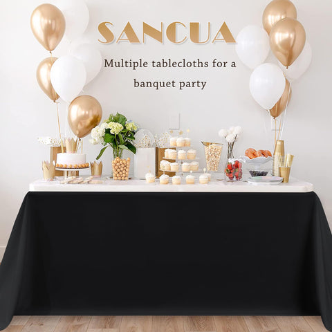 Sancua 30-inch drop tablecloth coverage draping fully over the table.