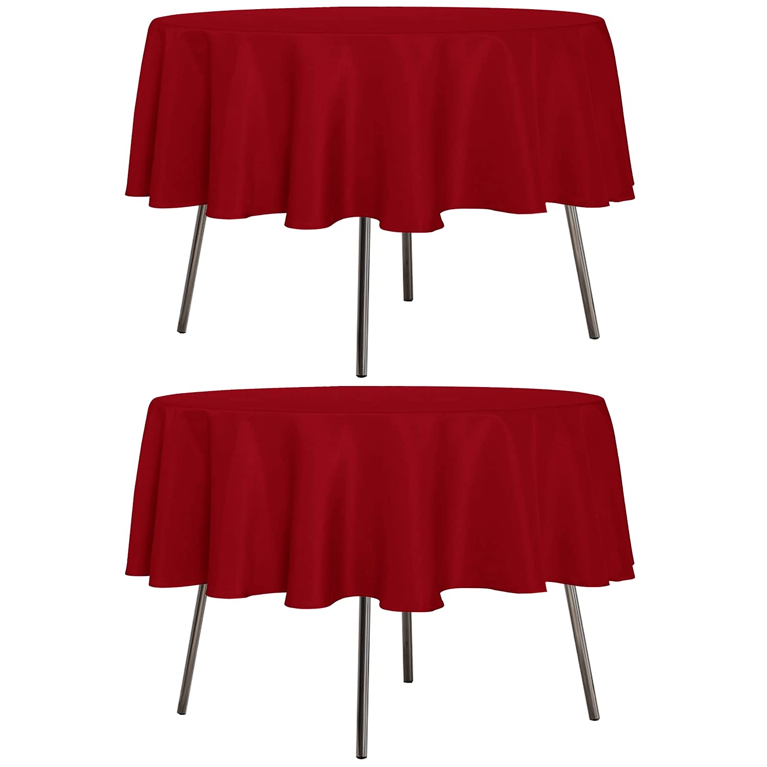 Sancua 60-inch round red tablecloth protects tables with vibrant color