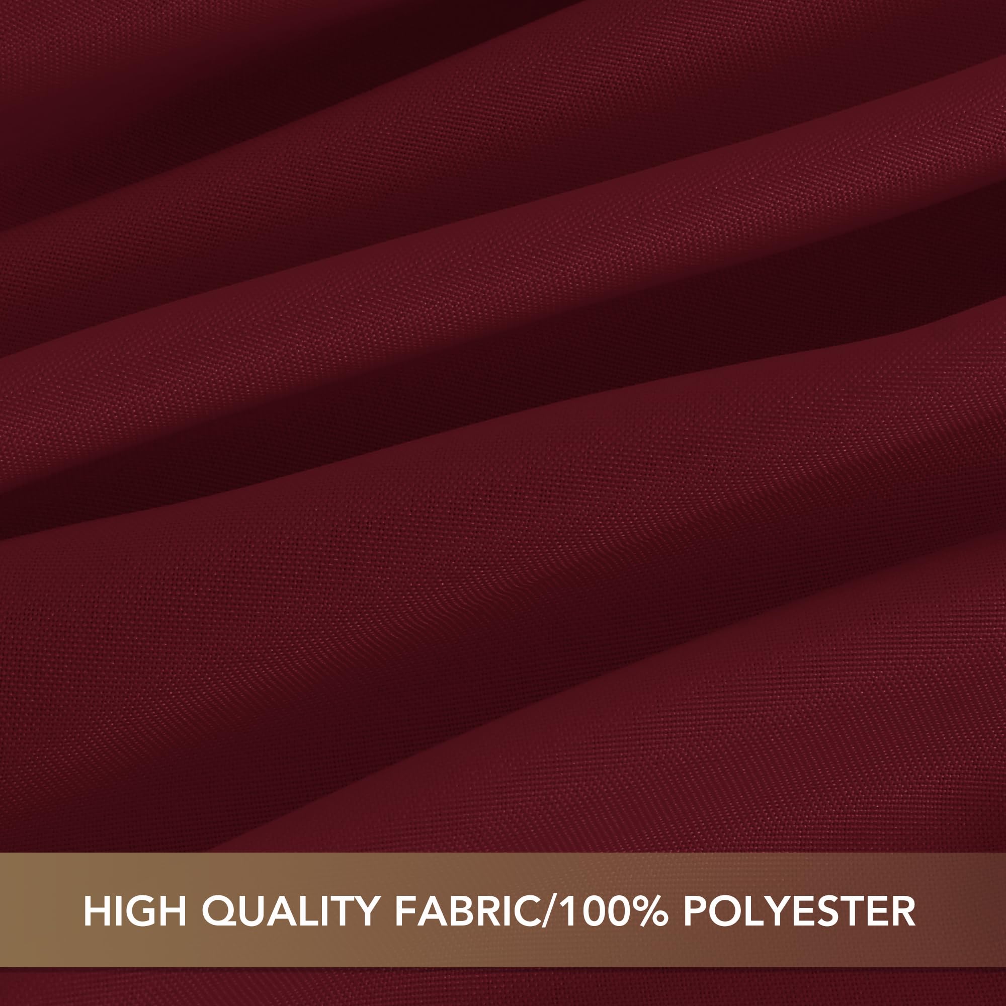 6 ft rectangular party table with Sancua burgundy cloth and place settings