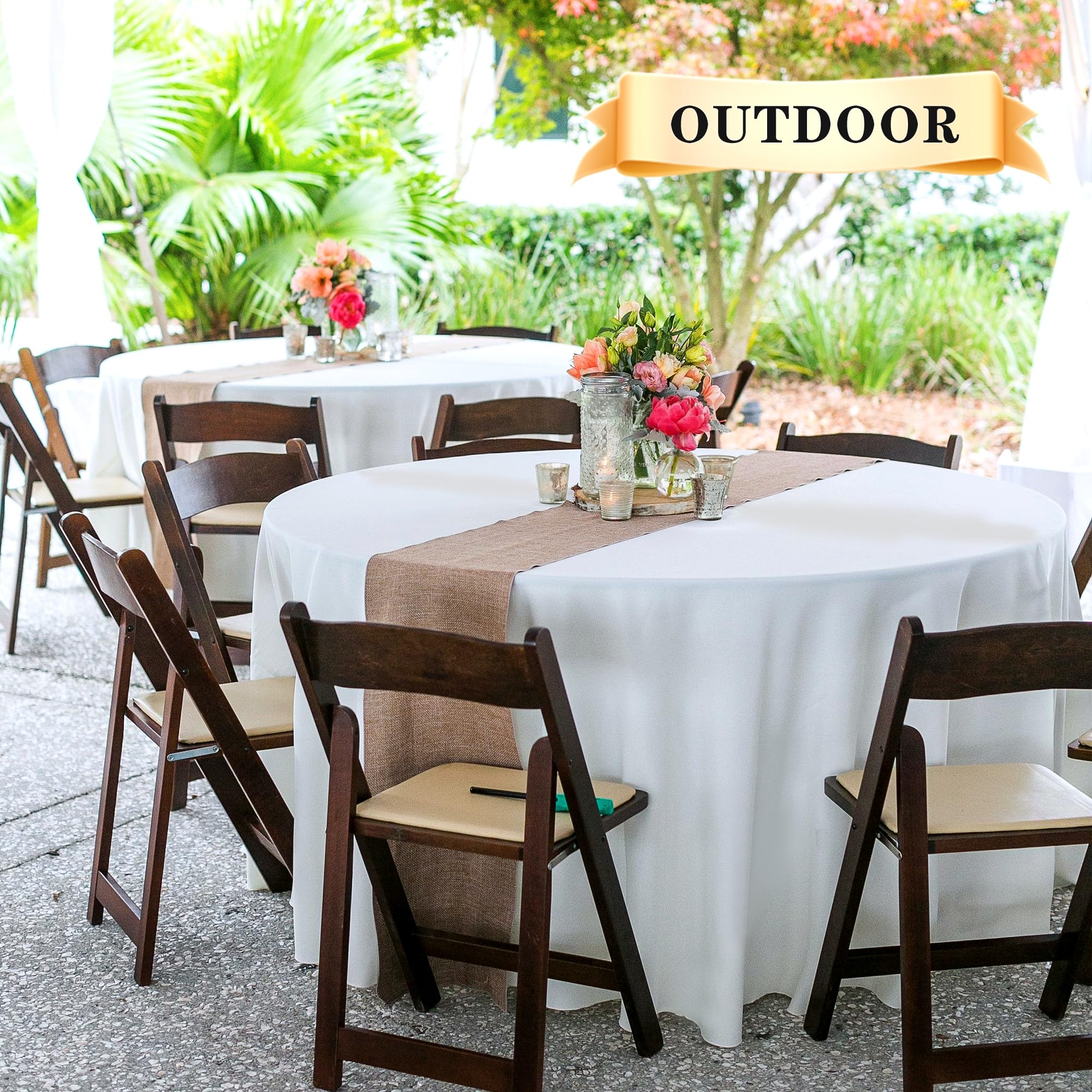 Sancua 6-pack round tablecloth shows wrinkle-resistance for neat tables.