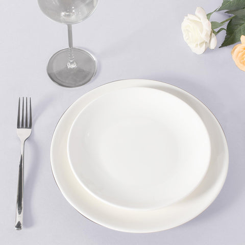 Sancua 90-inch round white tablecloth suitable for weddings and receptions.