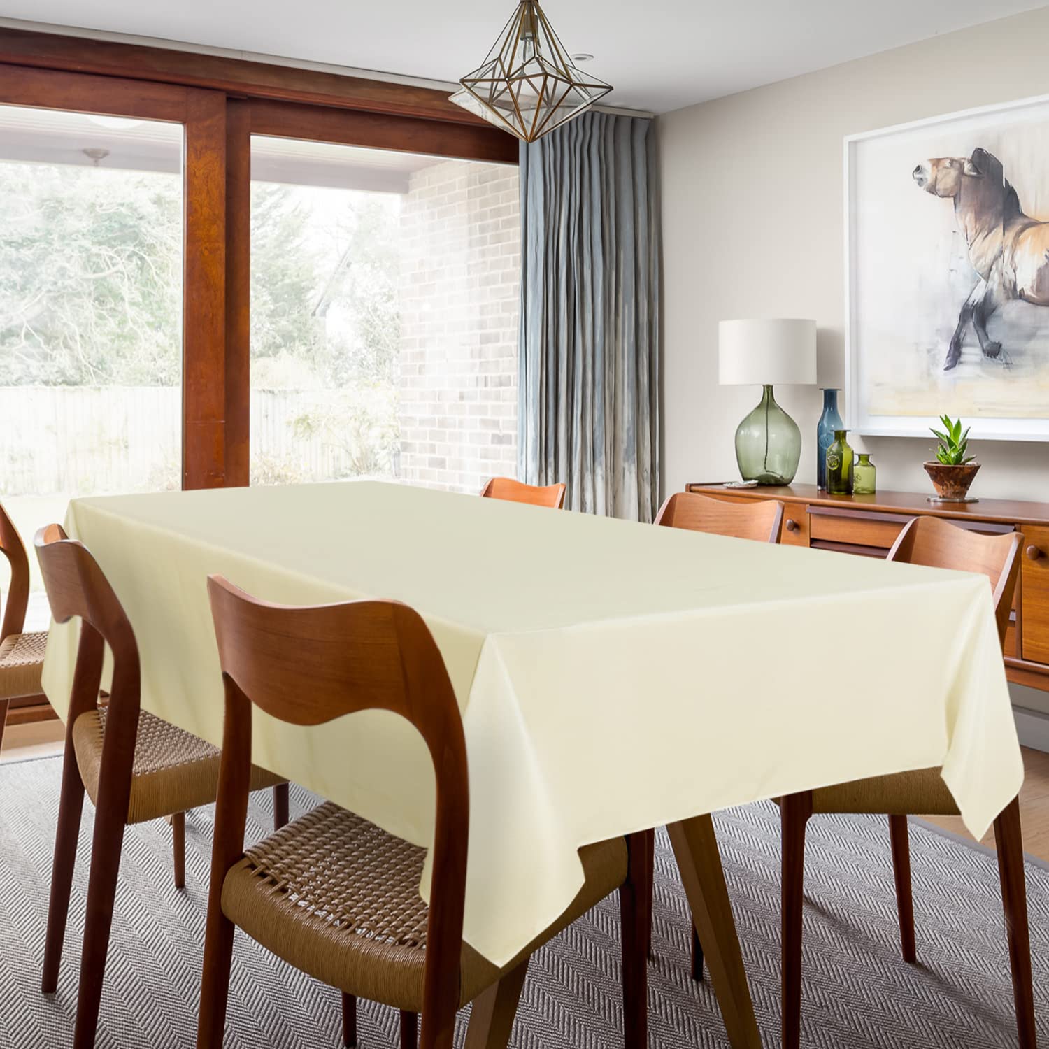 Sancua beige tablecloth dining table setup for meals with a clean look