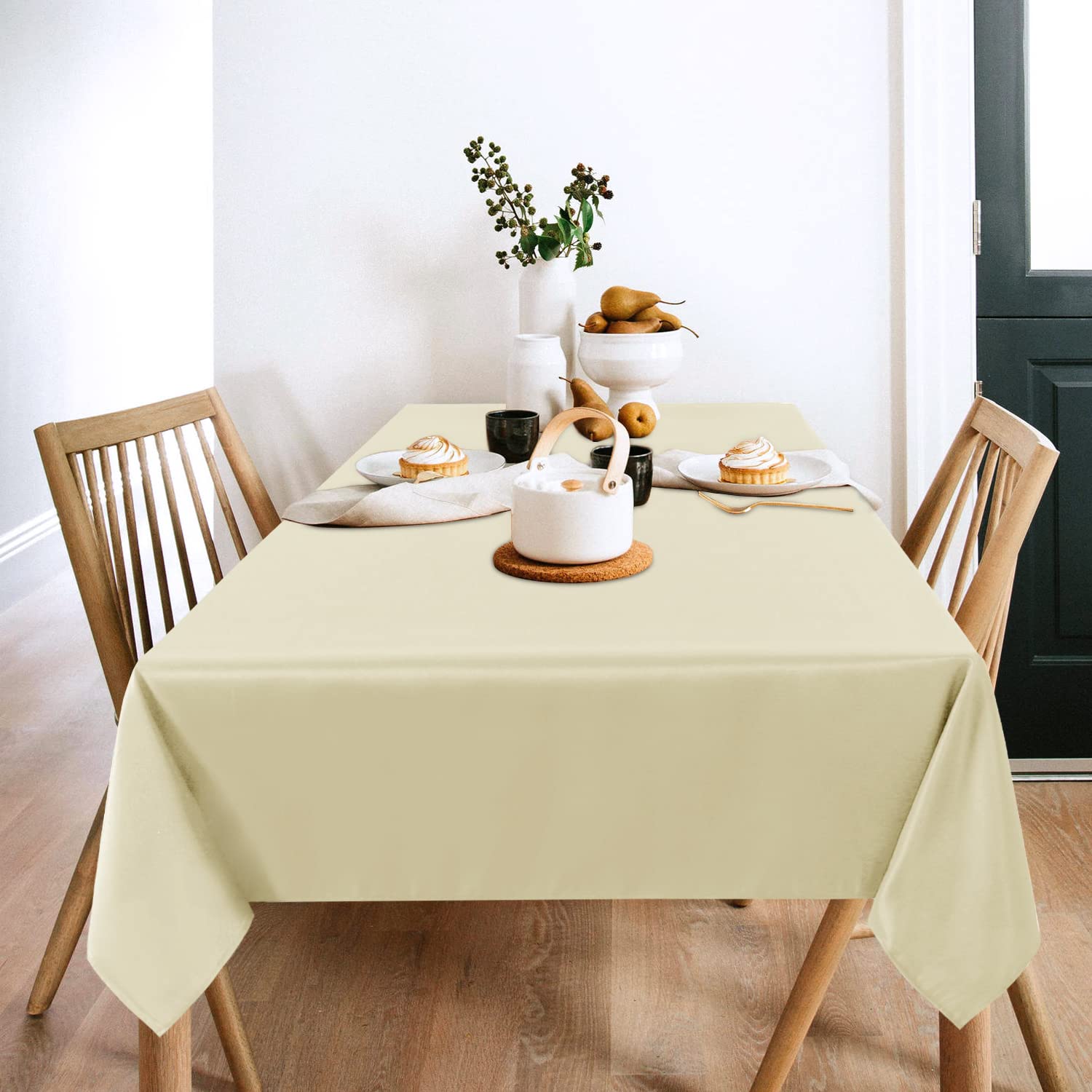 Sancua beige tablecloth folded display showing compact storage and quick cleanup