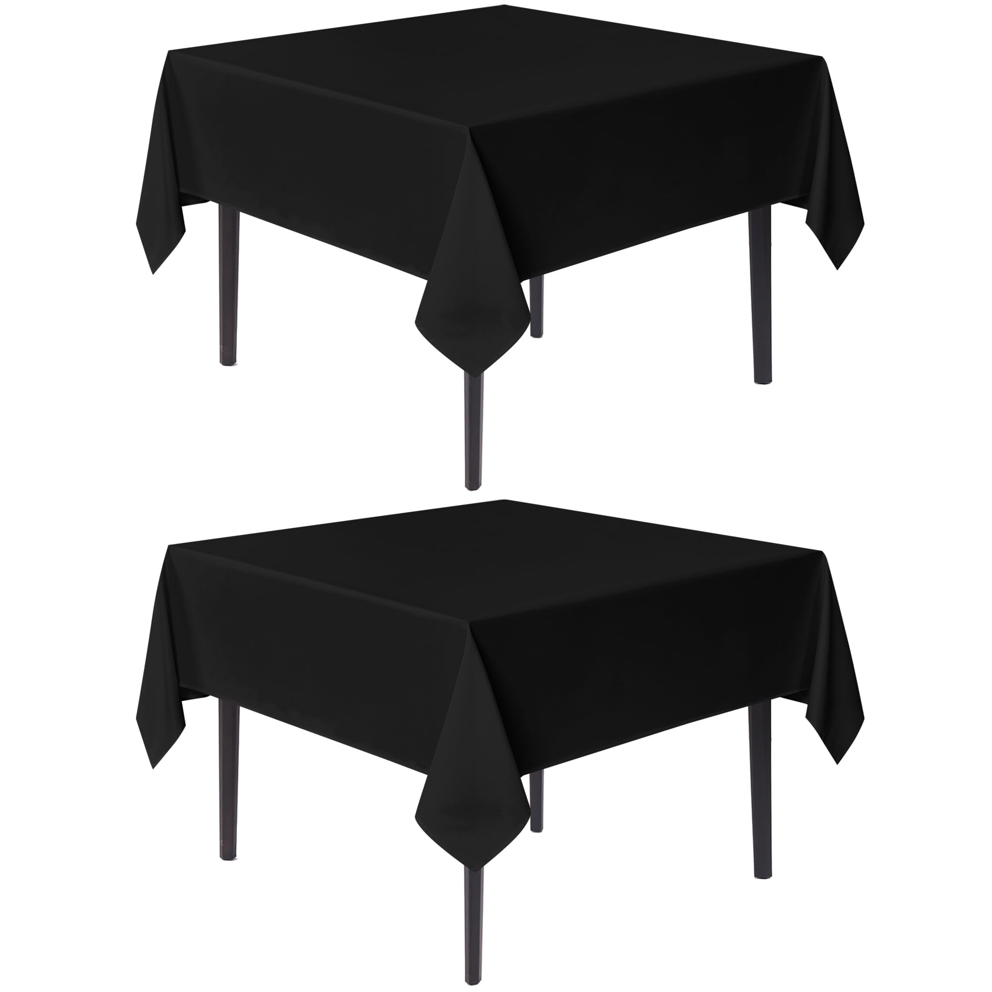 Sancua black square tablecloth 54x54 close-up edge hem enhances presentation